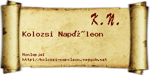 Kolozsi Napóleon névjegykártya